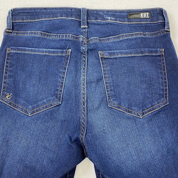 KUT From The Kloth Womens size 4 Boyfriend Blue Jeans Straight Leg Distressed - Picture 4 of 10